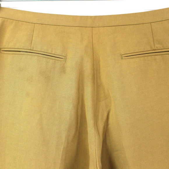 Fendi Belted Cotton Crepe Yellow Chartreuse Wide Leg Trousers 42 Pantalone M - Picture 5 of 8